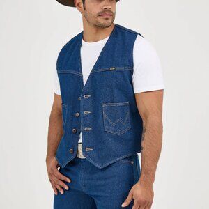 NWT Wrangler Men's 100% Cotton Unlined Denim Vest - Size Medium